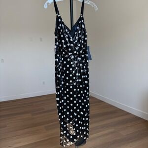 NWT Rachel Roy Sequin Polka Dot‎ Dress Party Cocktail Sleeveless Black White 6
